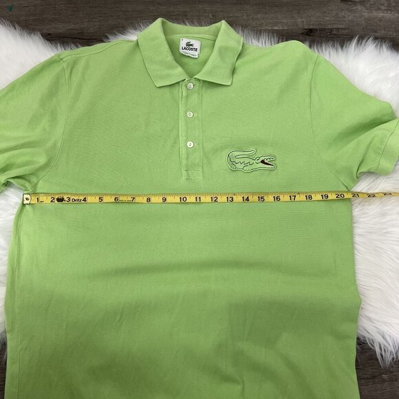 Lacoste Mens FR 5 US Large Lime Green Big Crocodile Short Sleeve Polo Shirt - Picture 4 of 8
